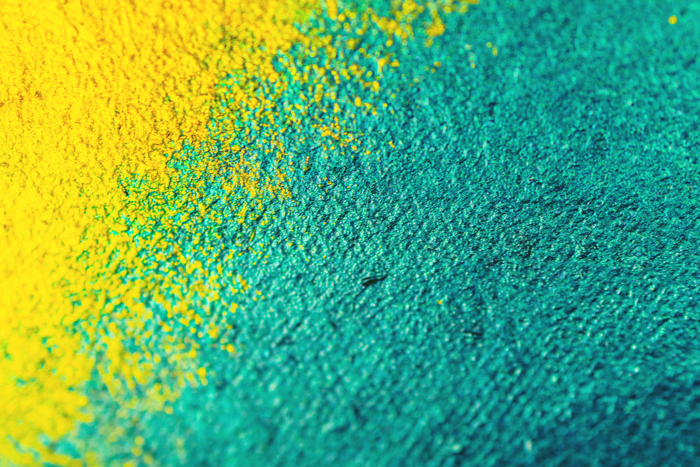 Teal and yellow pigment texture from She Sells Seashells, created during rebuilding and emotional upheaval.