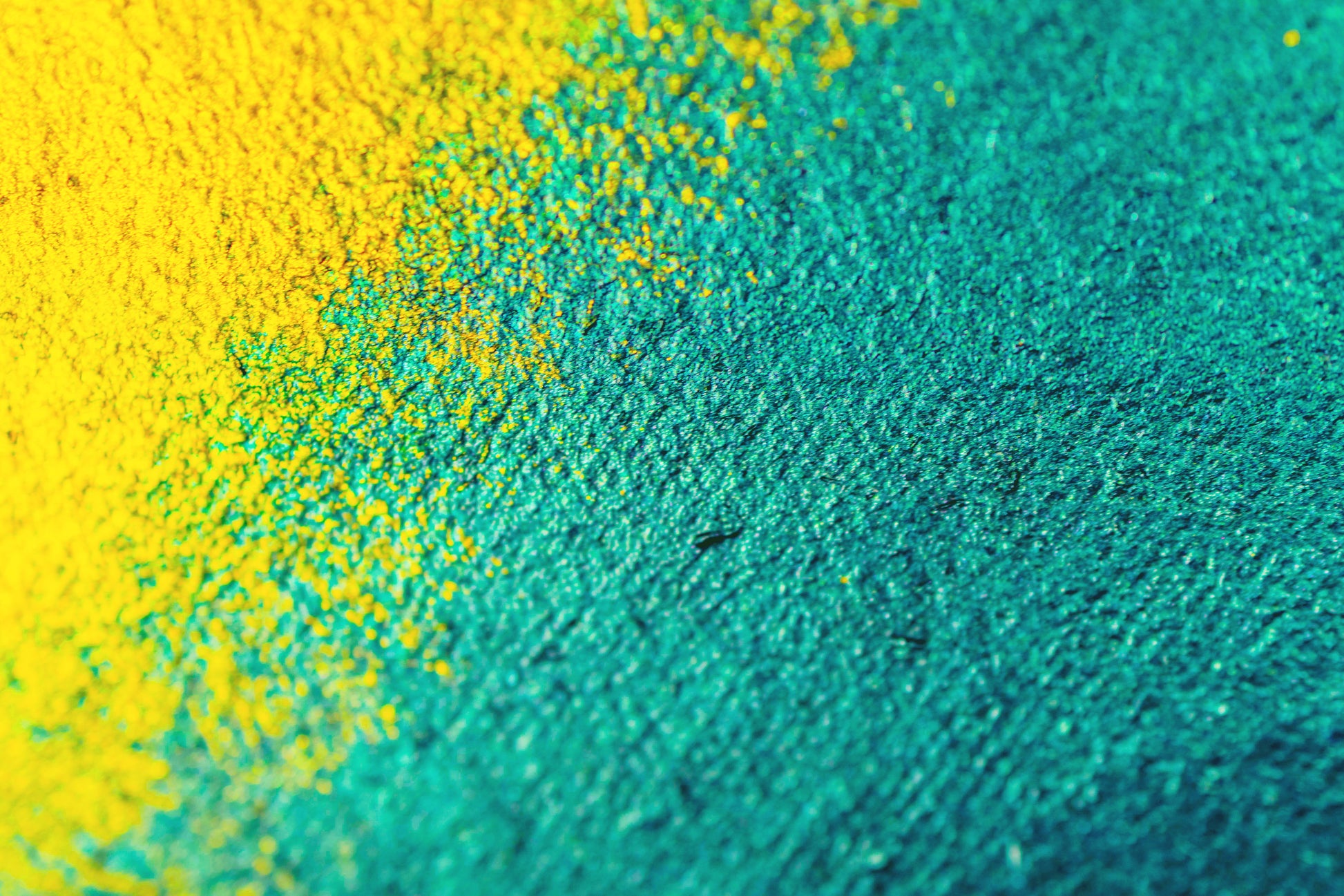 Teal and yellow pigment texture from She Sells Seashells, created during rebuilding and emotional upheaval.